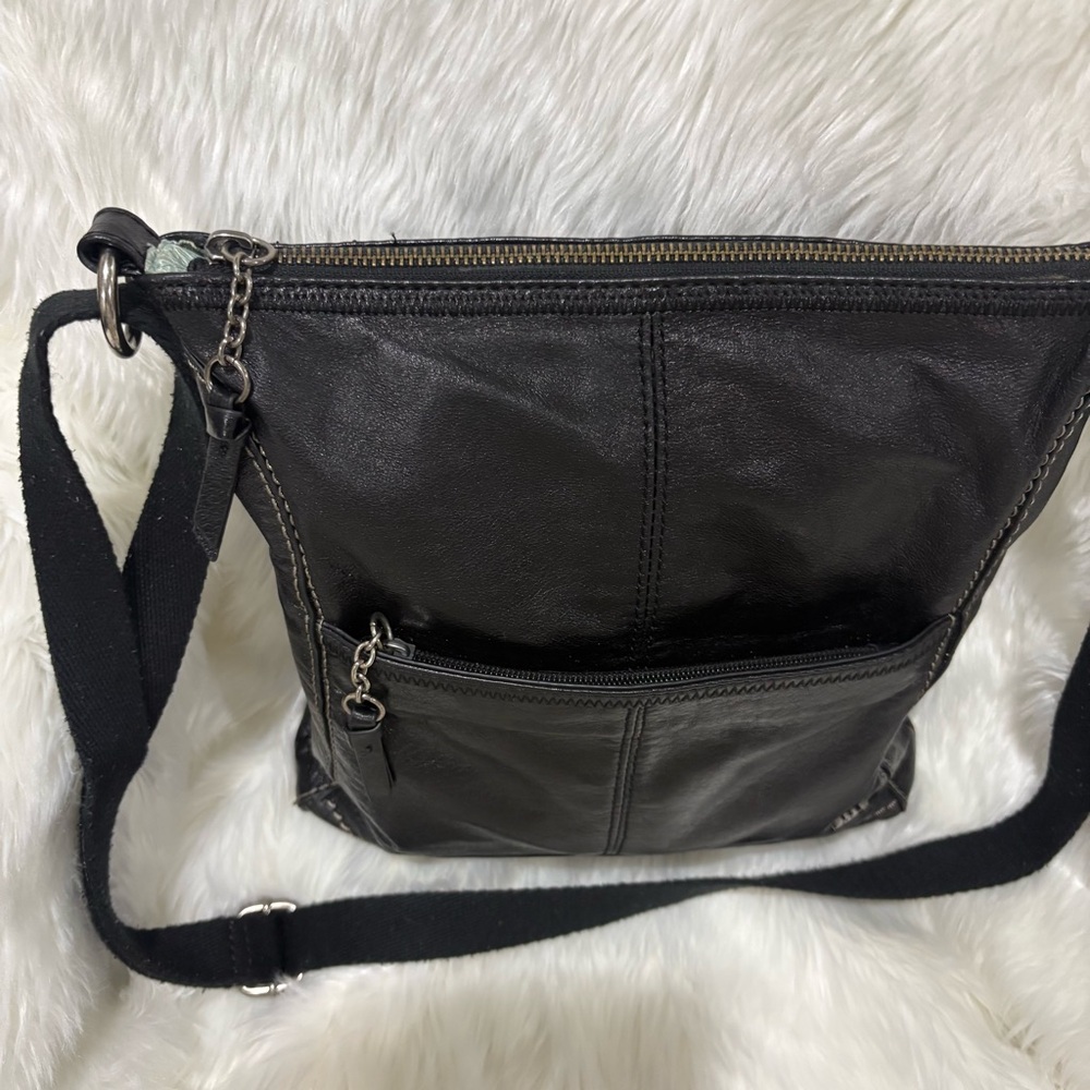 The Sak Black Leather Crossbody with Front Zip Pocket - Picture 3 of 10